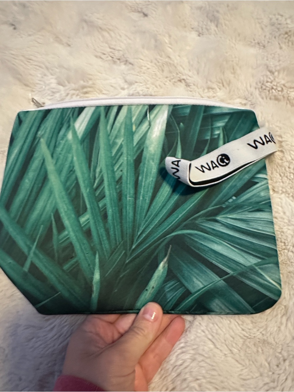 Palm Print Green Cosmetic Pouch